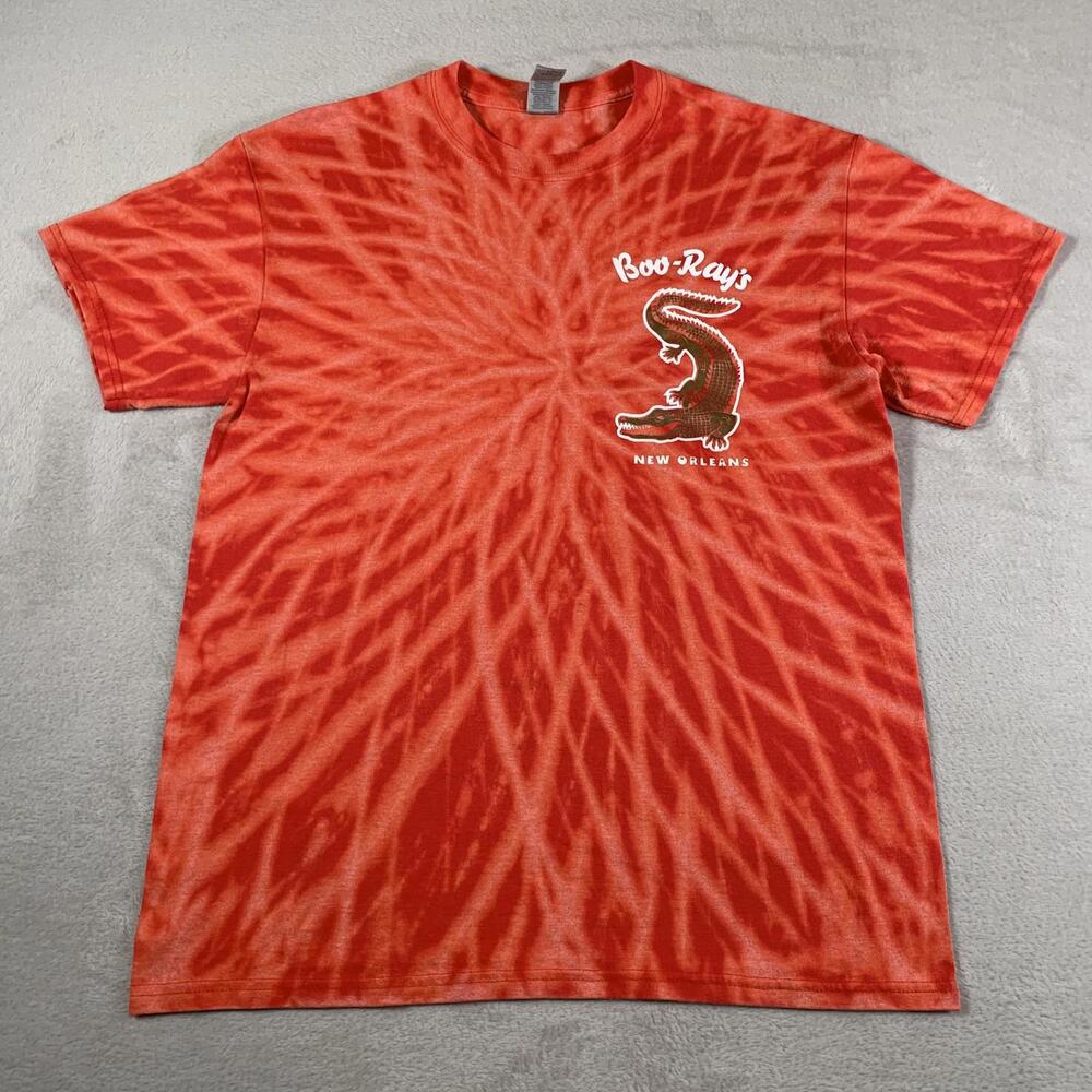 Boo-Ray's Shirt Mens Medium Tie Dye New Orleans Alligator Seafood Graphic Tee